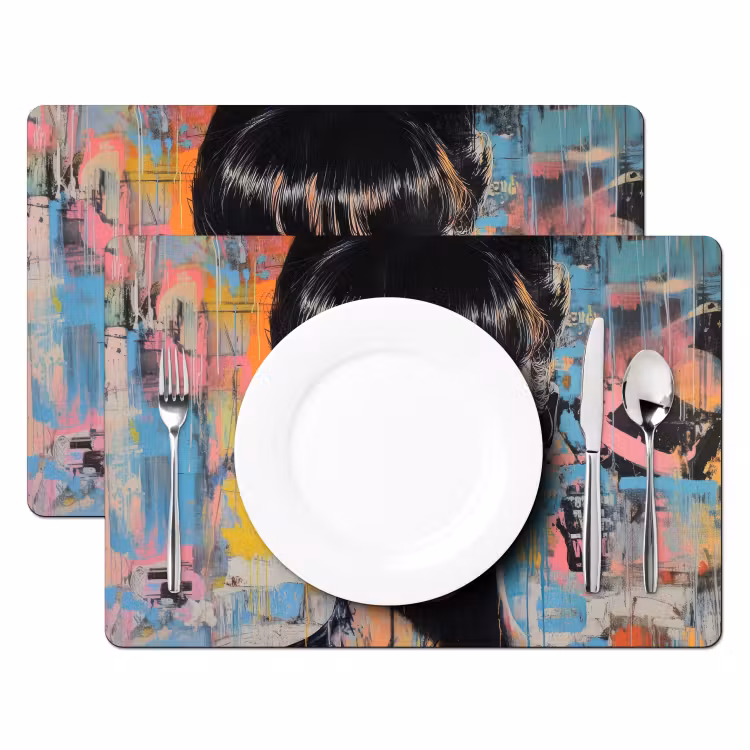 Sets de table en vinyle - Chewing-gum - Femme - Coups de pinceau - Moderne — 2