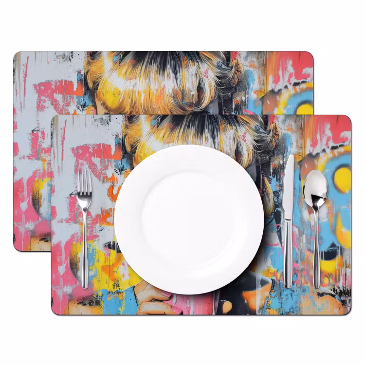 Sets de table en vinyle - Expressif - Milkshake - Femme - Couleurs vives — 2