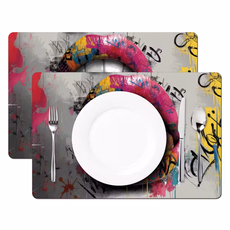 Sets de table en vinyle - Lèvres - Graffiti - Expressif — 2