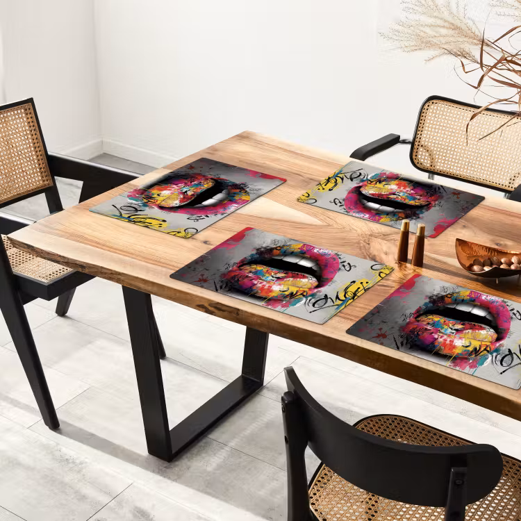 Sets de table en vinyle - Lèvres - Graffiti - Expressif — 4