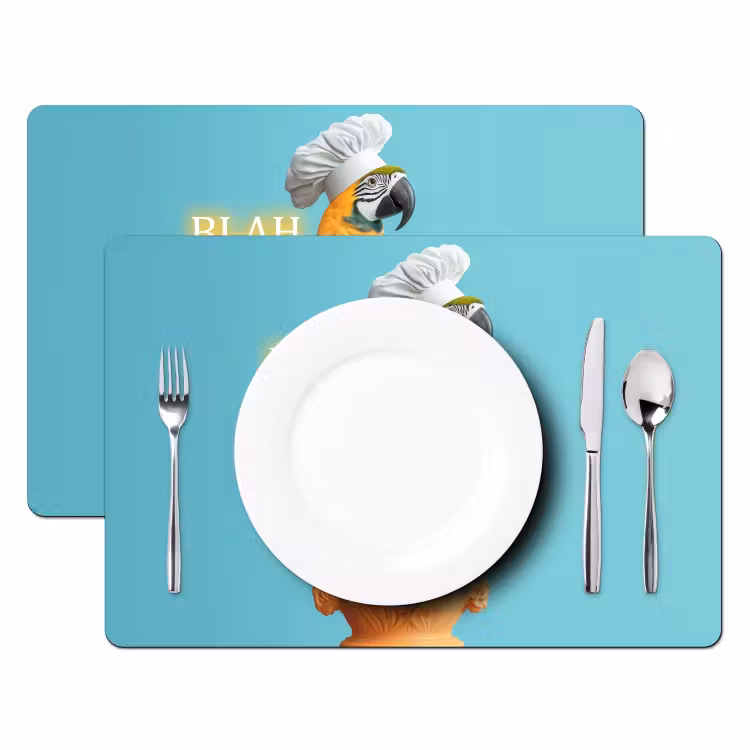 Sets de table en vinyle - Perroquet - Toque - Citation - Néon — 2