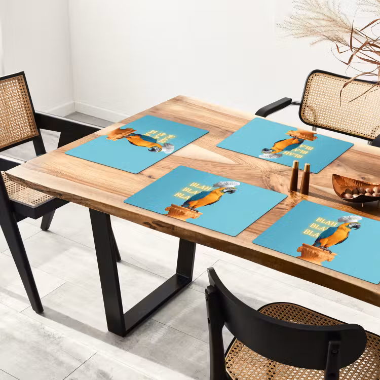 Sets de table en vinyle - Perroquet - Toque - Citation - Néon — 4