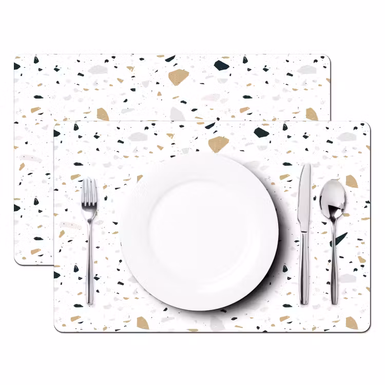 Sets de table en vinyle - Terrazzo - Motif - Blanc - Neutre — 2