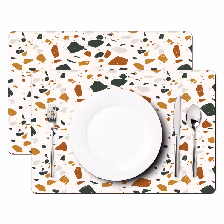 Sets de table en vinyle - Terrazzo - Motif - Blanc - Terra — 2