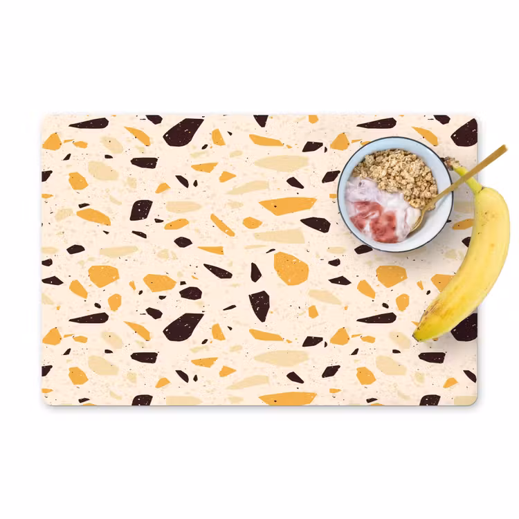 Sets de table en vinyle - Terrazzo - Motif - Jaune - — 1