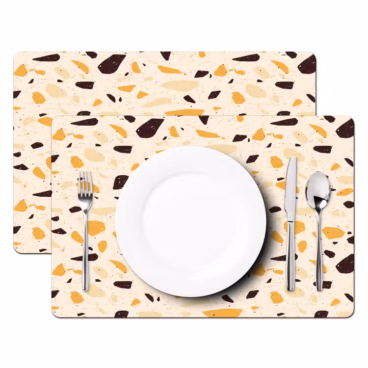 Sets de table en vinyle - Terrazzo - Motif - Jaune - — 2