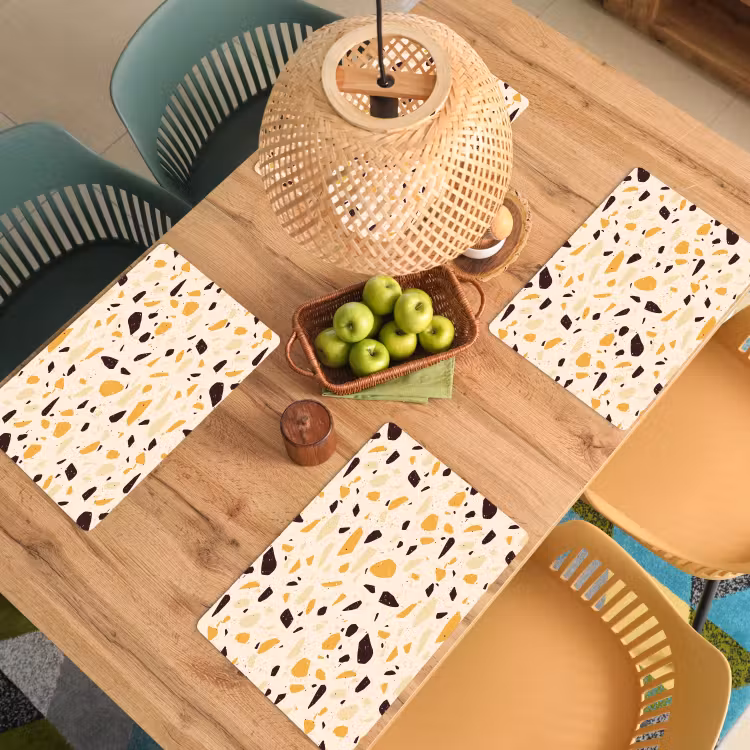 Sets de table en vinyle - Terrazzo - Motif - Jaune - — 3