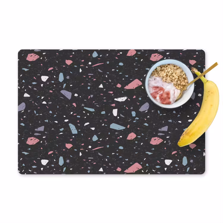 Sets de table en vinyle - Terrazzo - Motif - Noir - Doux — 1
