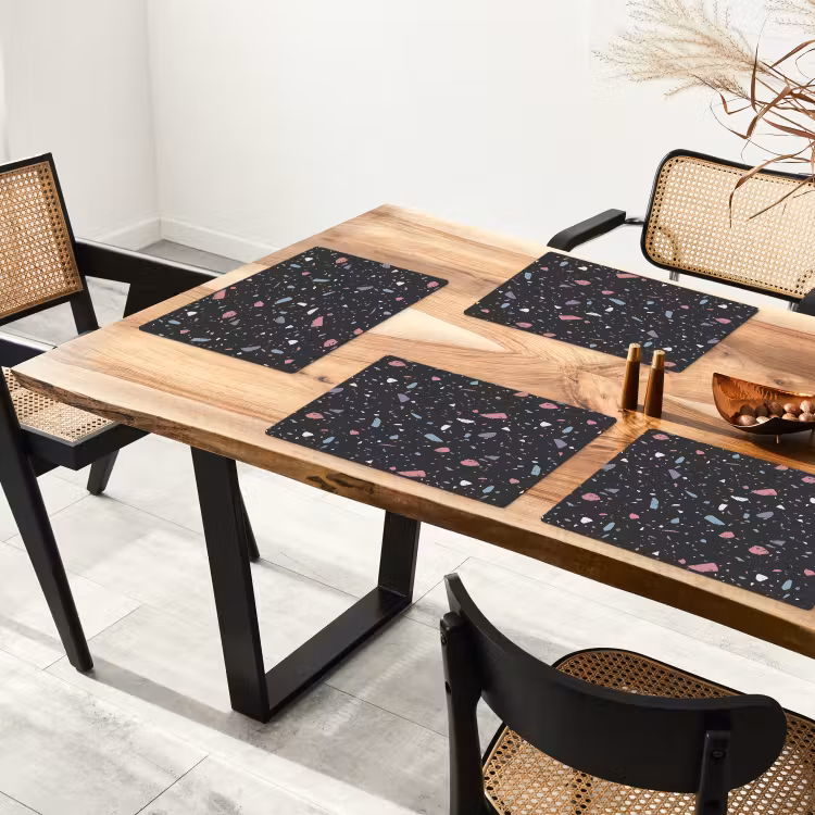 Sets de table en vinyle - Terrazzo - Motif - Noir - Doux — 4