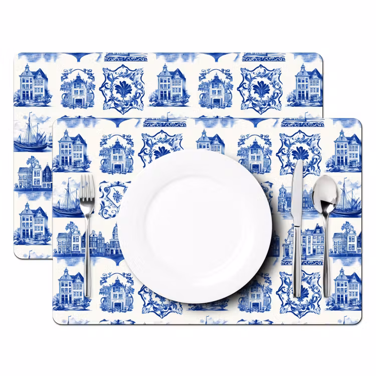 Set de table – 6 pièces - Maisons - Navires - Bleu — 2