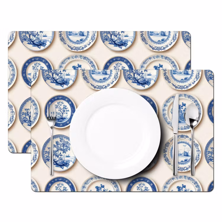 Set de table – 6 pièces - Panneaux - Arbres - Plantes - Bleu — 2