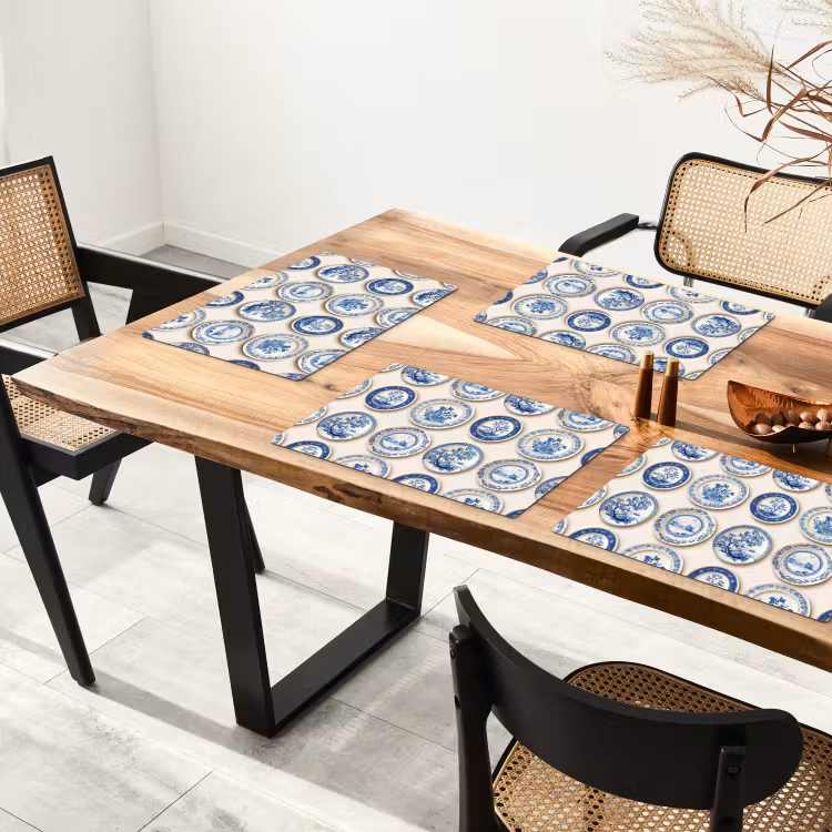 Set de table – 6 pièces - Panneaux - Arbres - Plantes - Bleu — 4