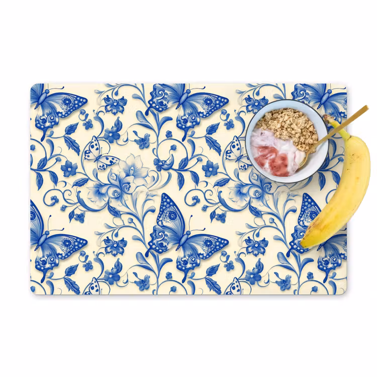 Set de table – 6 pièces - Papillons - Fleurs - Bleu - Botanique — 1