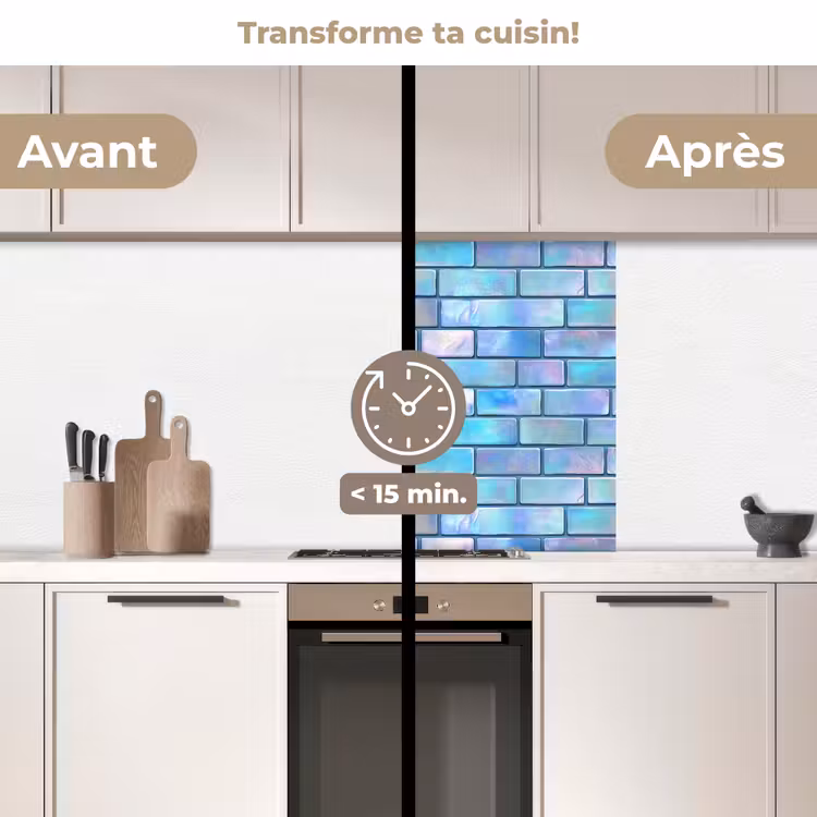 Crédence cuisine - Bleu - Brillant - Mural — 2