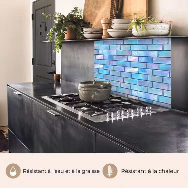 Crédence cuisine - Bleu - Brillant - Mural — 4