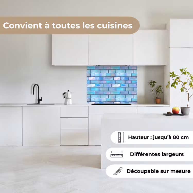 Crédence cuisine - Bleu - Brillant - Mural — 6