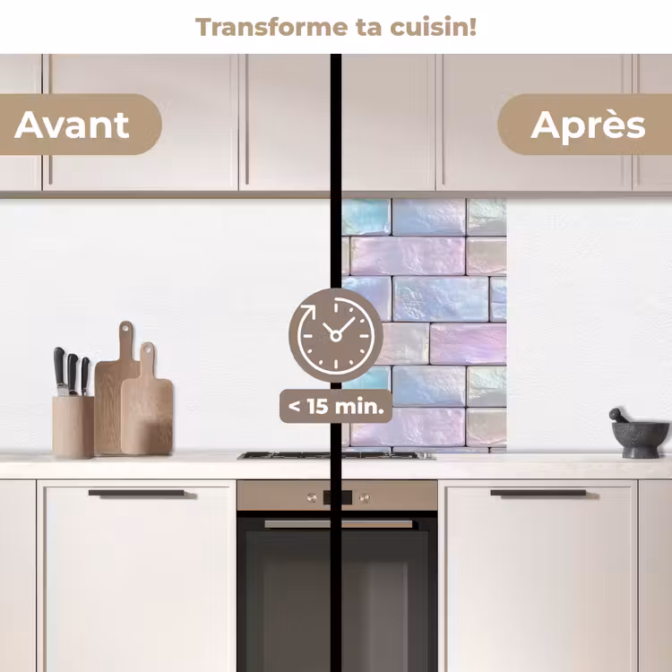 Crédence cuisine - Pastel brillant - Pierre - Réflexion — 2