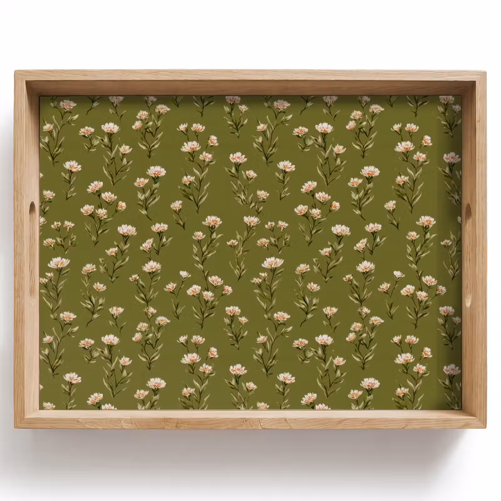 Plateau - Rustique - Fleurs - Vert — 1