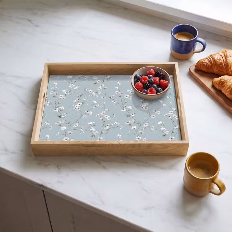 Plateau - Classique - Fleurs - Bleu — 3