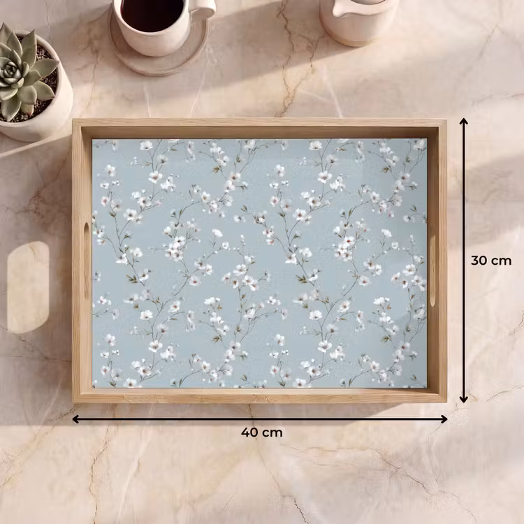 Plateau - Classique - Fleurs - Bleu — 7