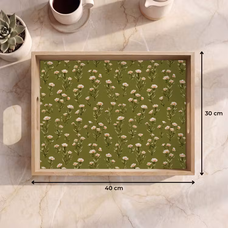 Plateau - Rustique - Fleurs - Vert — 7