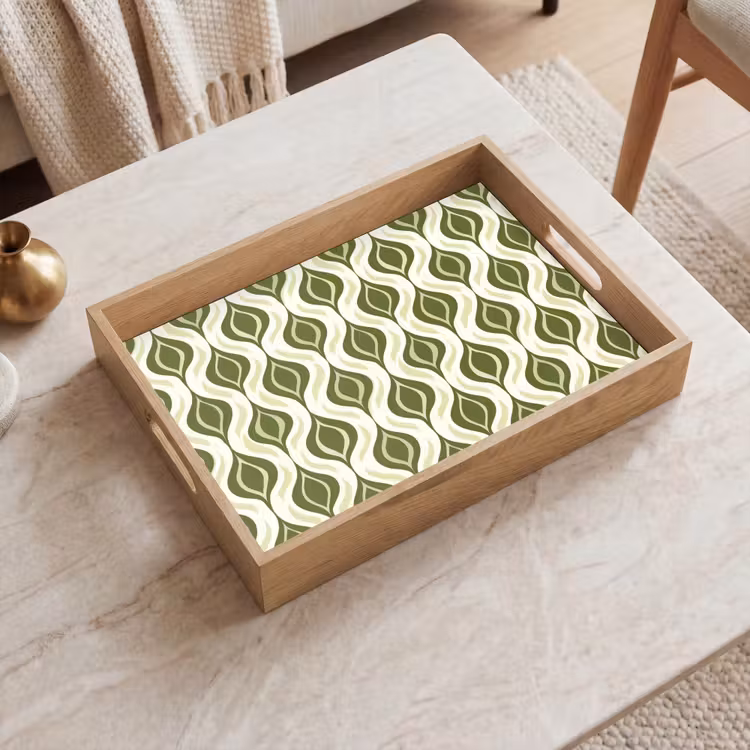 Plateau - Motif - Rétro - Vert — 2