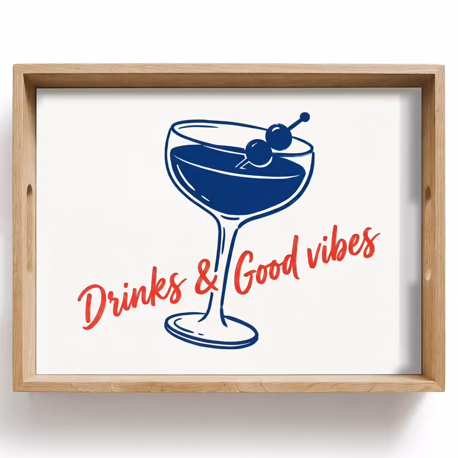Plateau - Cocktail - Verre - Illustration - Bleu - Blanc — 1