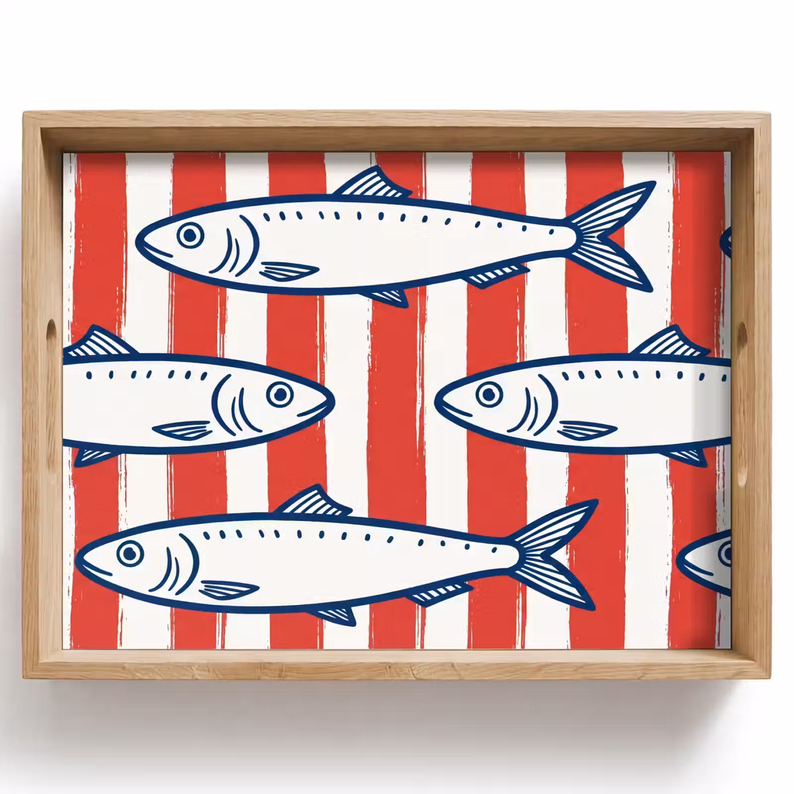 Plateau - Poisson - Motif - Rayures - Illustration - Rouge — 1