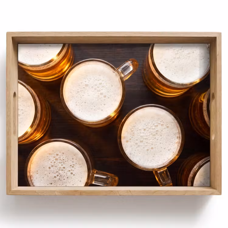 Plateau - Bière - Verres - Mousse - Bois - Boisson — 1
