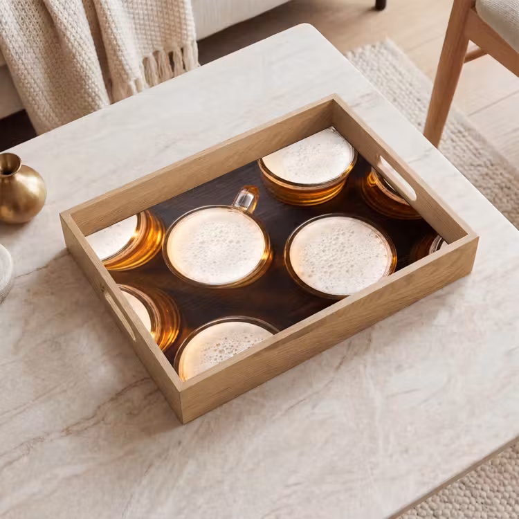 Plateau - Bière - Verres - Mousse - Bois - Boisson — 2