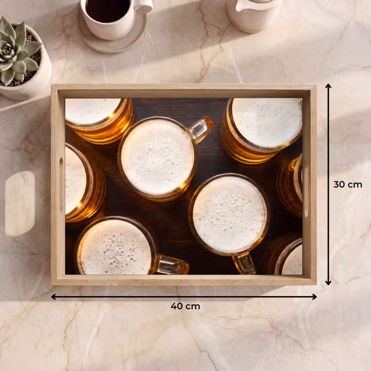 Plateau - Bière - Verres - Mousse - Bois - Boisson — 7