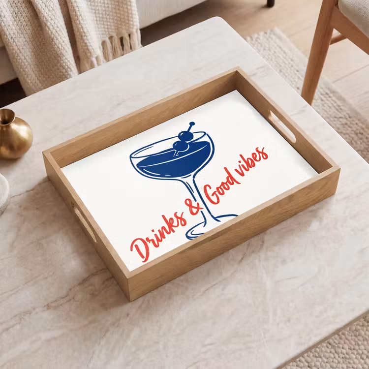 Plateau - Cocktail - Verre - Illustration - Bleu - Blanc — 2