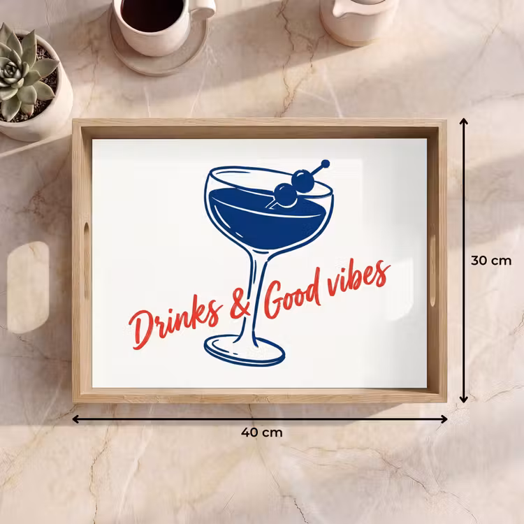 Plateau - Cocktail - Verre - Illustration - Bleu - Blanc — 7