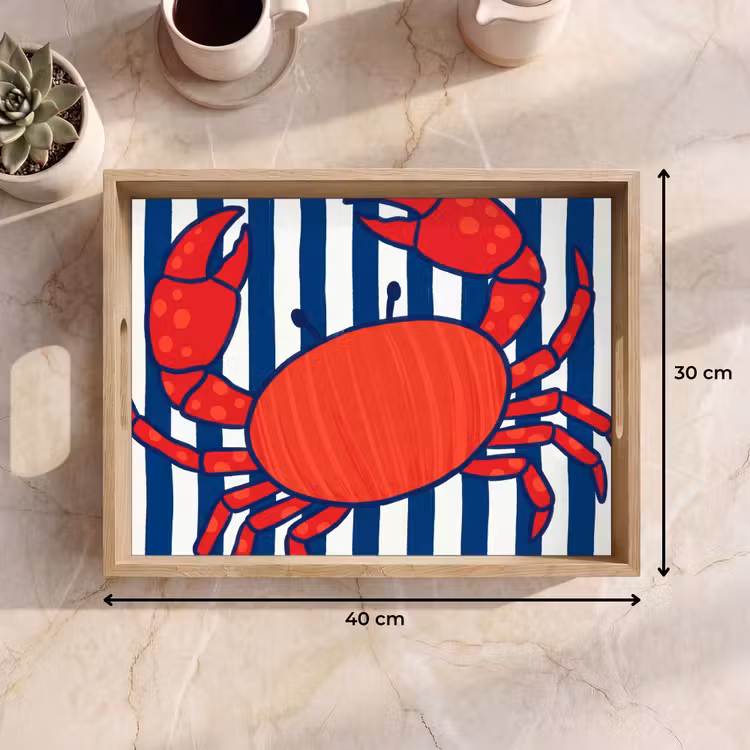 Plateau - Crabe - Rayures - Vie marine - Illustration - Rouge — 7