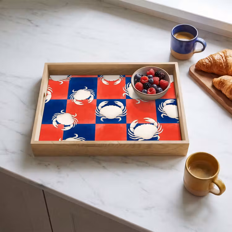 Plateau - Motif - Vie marine - Rouge - Bleu - Abstrait — 3