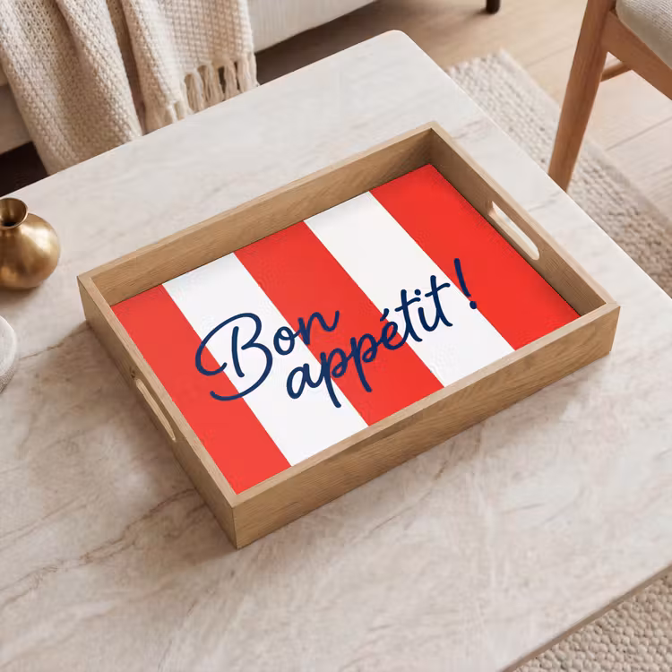 Plateau - Nourriture - Devise - Cuisine - Graphisme - Rouge et blanc — 2