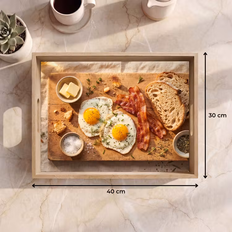 Plateau - Nourriture - Petit-déjeuner - Bois - Rustique - Jaune — 7