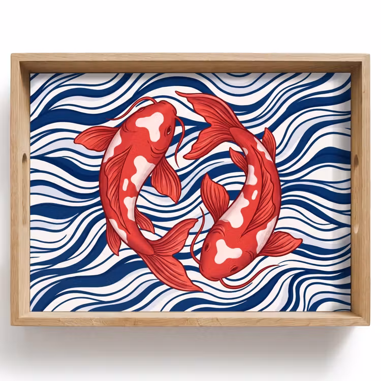 Plateau - Poisson - Eau - Nature - Illustration - Rouge — 1