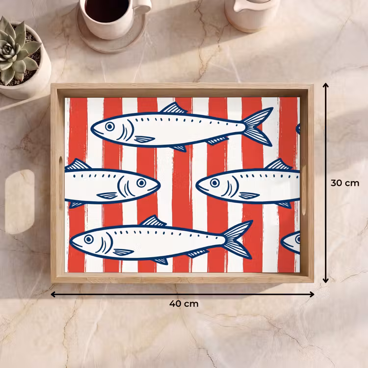 Plateau - Poisson - Motif - Rayures - Illustration - Rouge — 7