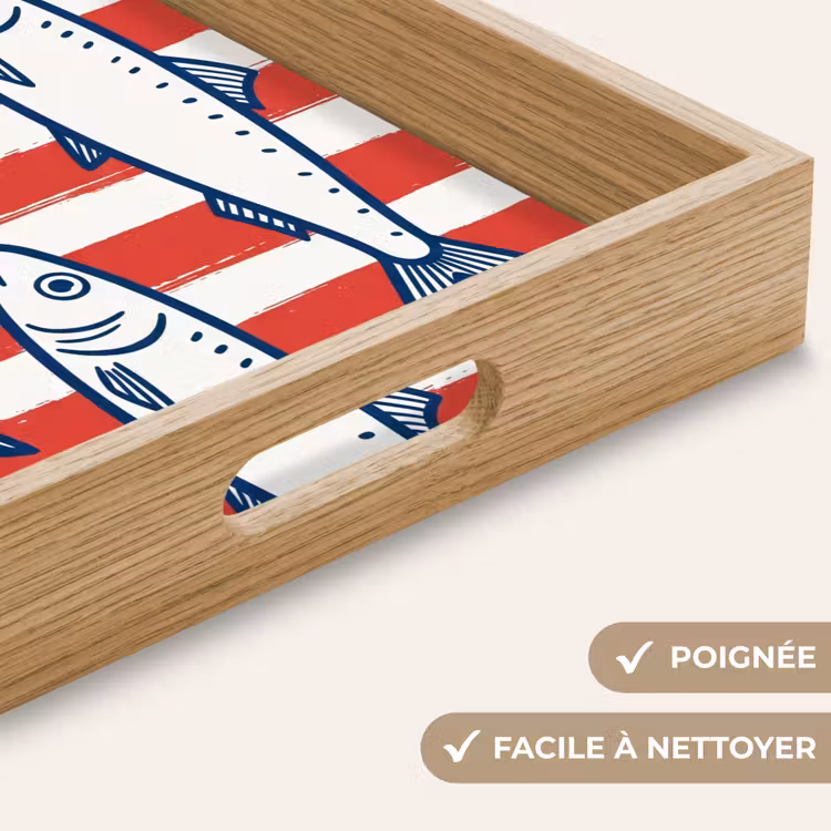 Plateau - Poisson - Motif - Rayures - Illustration - Rouge — 8