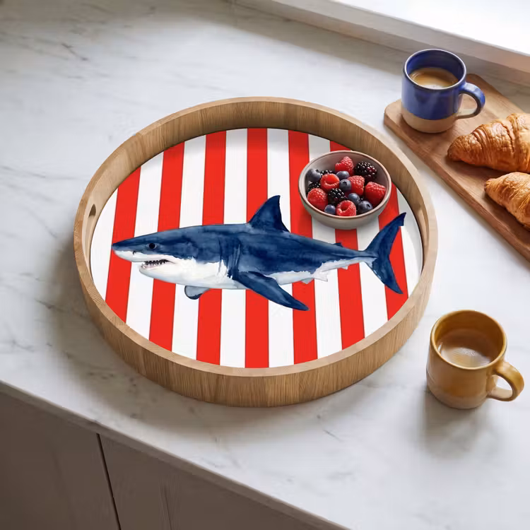 Plateau - Poisson - Requin - Mer - Illustration - Bleu — 3