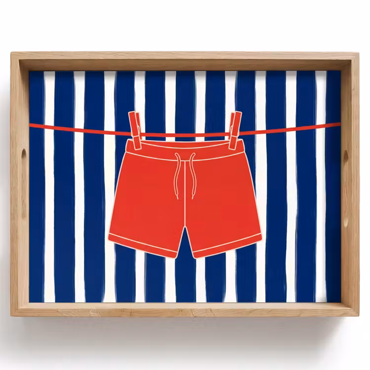 Plateau - Short - Linge étendu - Été - Illustration - Rouge — 1