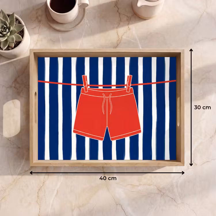 Plateau - Short - Linge étendu - Été - Illustration - Rouge — 7