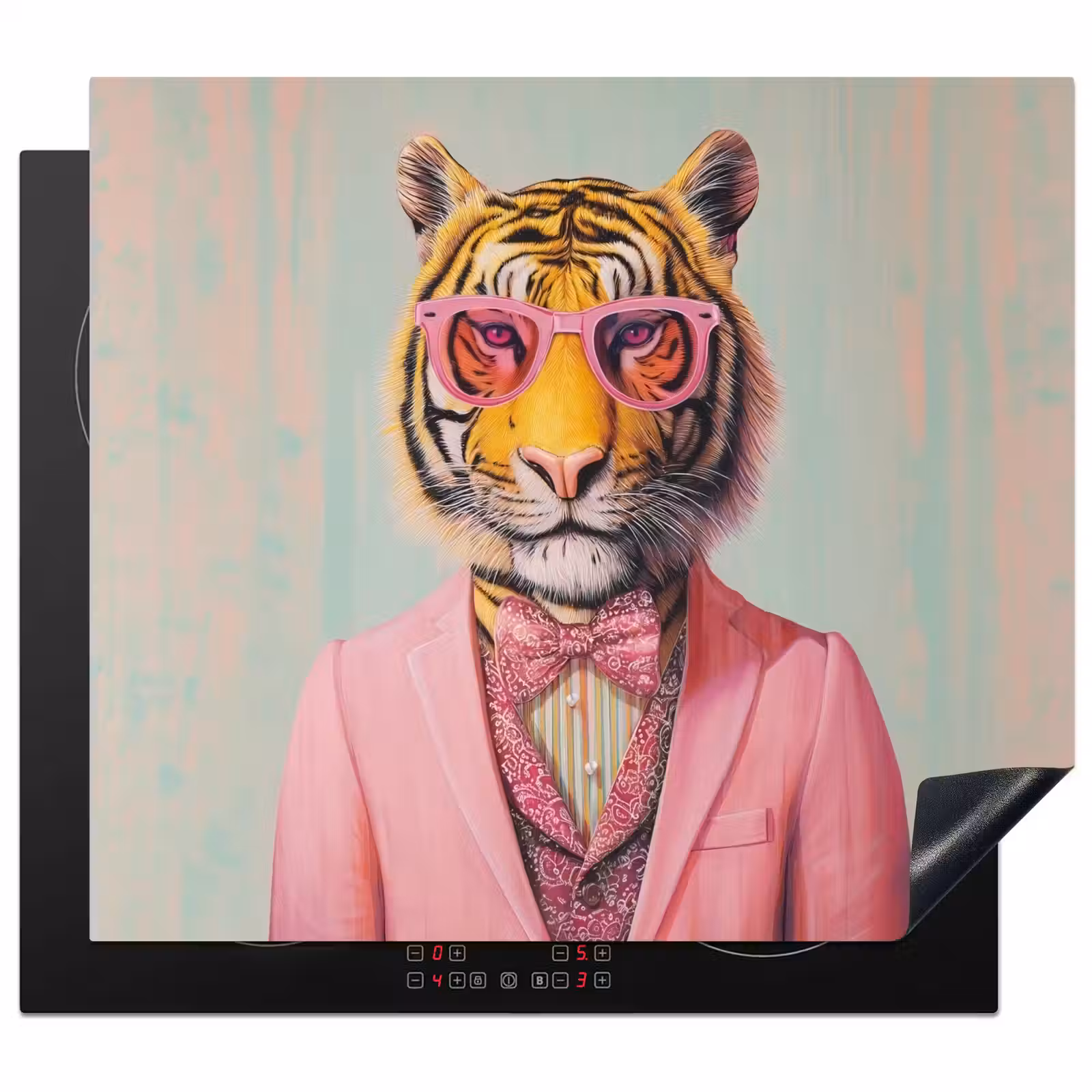 Protection plaque induction - Tigre - Nœud papillon - Veste - Rose — 1