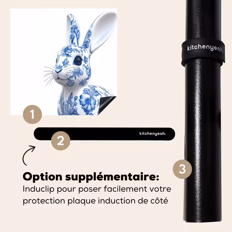 Protection plaque induction - Bleu de Delft - Petit lapin - Blanc — 8