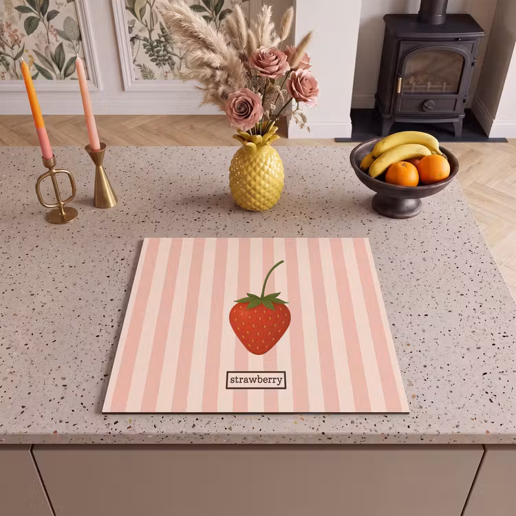 Protection plaque induction - Fraise - Rayures - Minimaliste - Rouge — 3