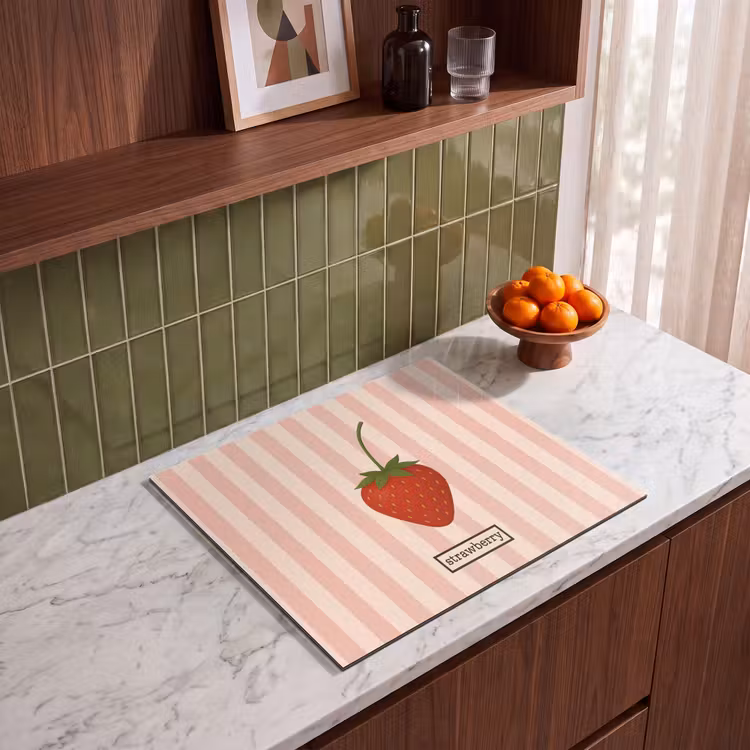Protection plaque induction - Fraise - Rayures - Minimaliste - Rouge — 4