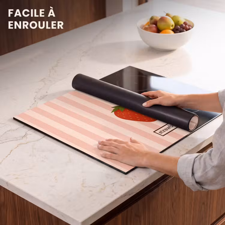 Protection plaque induction - Fraise - Rayures - Minimaliste - Rouge — 6