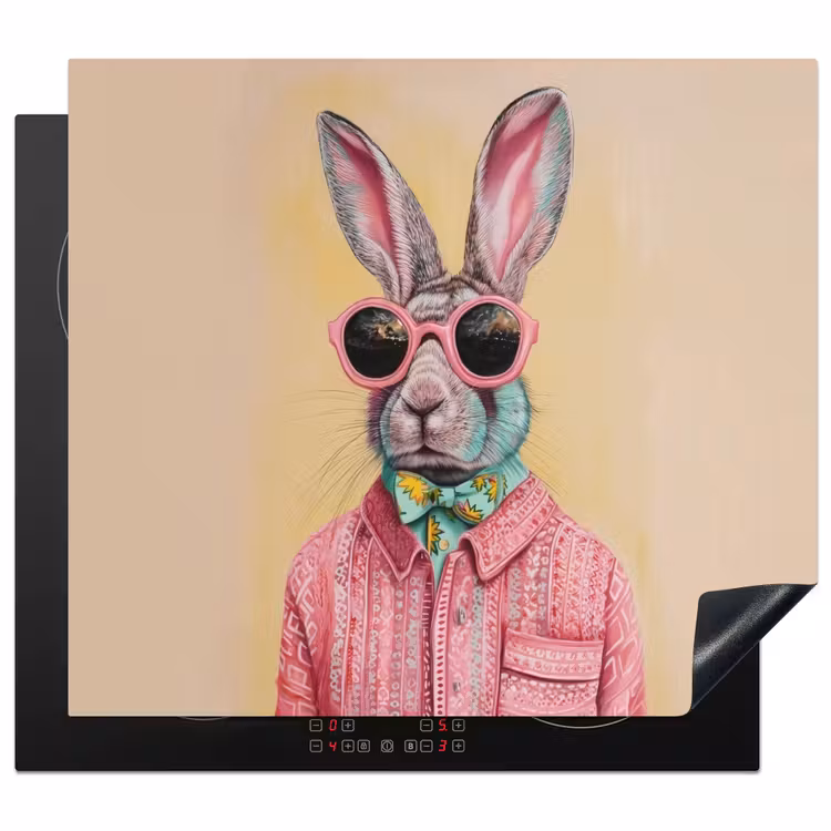 Protection plaque induction - Gris - Lapin - Chemisier - Nœud papillon — 1