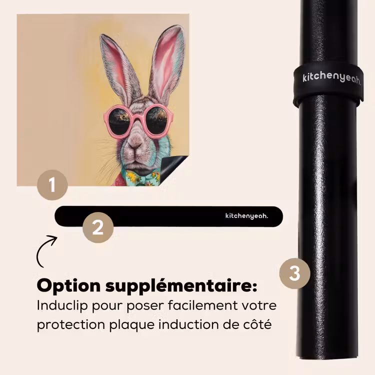 Protection plaque induction - Gris - Lapin - Chemisier - Nœud papillon — 8